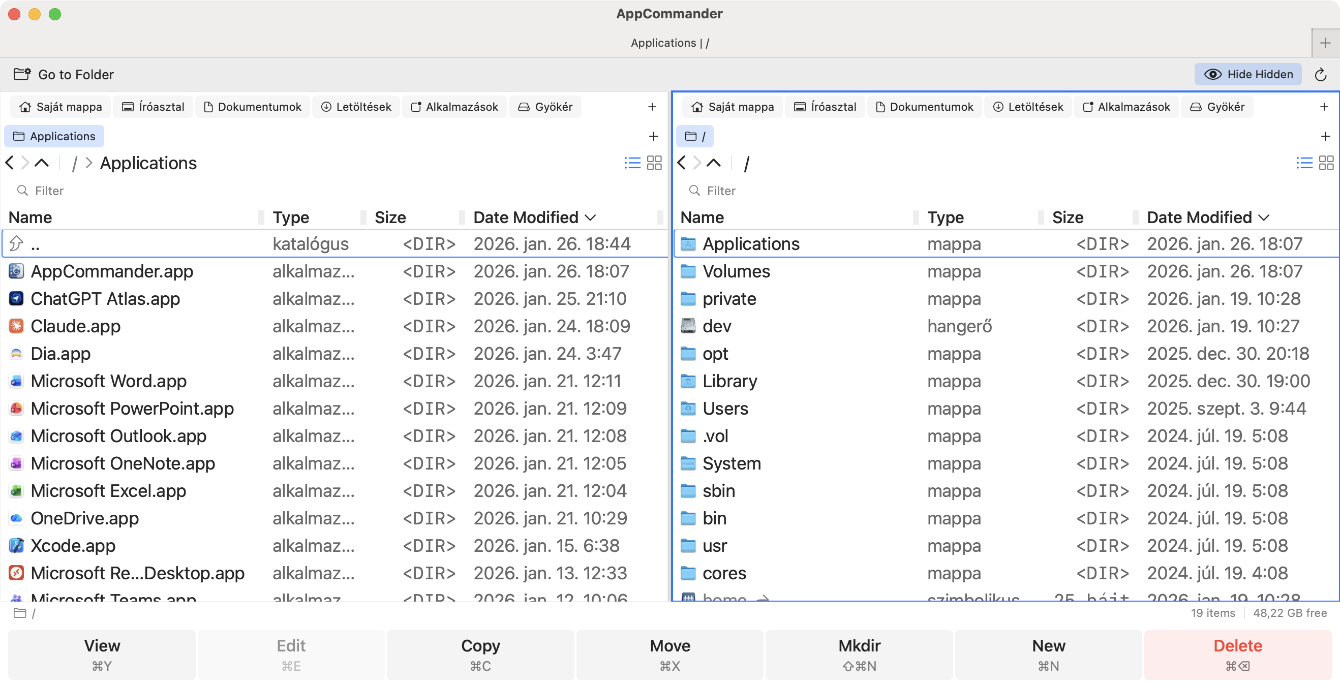 Side-by-side file browsing